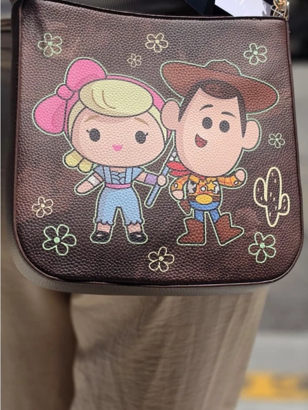 Brown Cartoon Cowboy Crossbody Bag